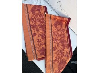 Pair Of Large Thanksgiving Table Cloths With Table Runner