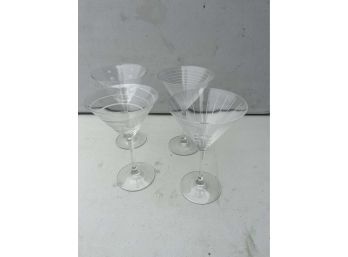 Set Of 4 Cut Glass Martini Glasses