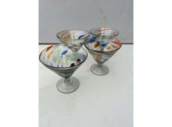 Set Of 4 Colorful Sangria Glasses With Pitcher