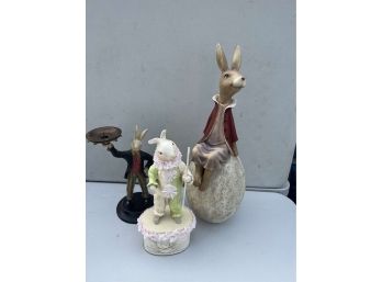 Easter Bunny Lot - Candle Holder, Figurines, Nicole Sayer Collection