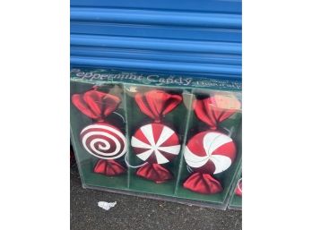 Set Of 3 Large Peppermint Candy Decorations #1