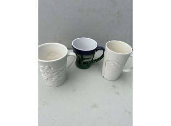 Lot Of 3 Collectible Mugs - Starbucks, Seahawks,