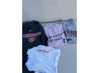 Lake Forest College Hoodie (s), Long Sleeve (L), And 2 Tshirts (M And S) - Some Stains See Pics
