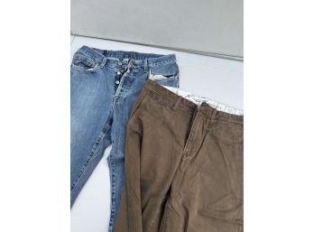 2 Pairs Men's Eddie  Bauer Pants Plus Lucky Brand Jeans - 32x30