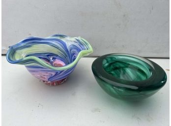 Kosta Boda Colored Glass Bowl Plus Tacoma Glass Art Glass Bowl