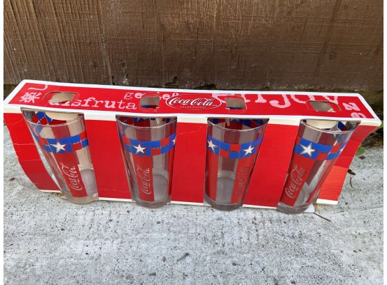 Set Of 4 Coca Cola Tumblers - NEW 20oz Anchor Hocking
