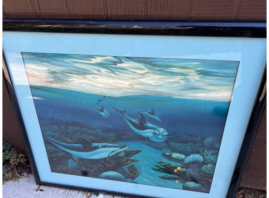 Colorful Signed Print Of Dolphins - D Queen? 1992