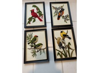 4 X Embroidered Birds - 1