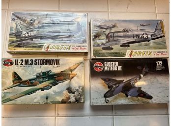 7 - 4 X Airfix Model Airplanes - Stormovik, Gloster Meteor III, Avenger, Thunderbolt