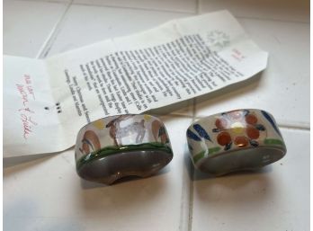 Pair Of Gorky Gonzalez Ceramic Napkin Rings - 1