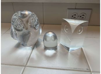 Mid Century Owl Lot - Glass  Lucite - 1
