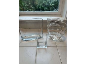 3 Clear Glass Vases - IVV Selezione Italy, Krosno Poland - 3