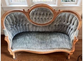 Antique Wood Frame Upholstered Sofa