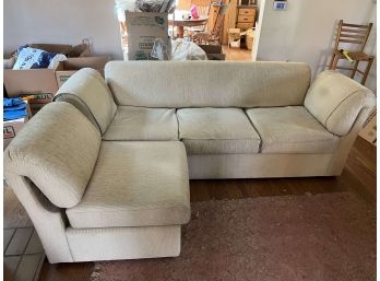Custom Designed MCM Style Sofa - Great Condition With Extra Fabric