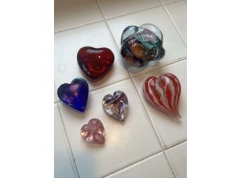 Lot Of Hand-blown Glass Hearts - 1