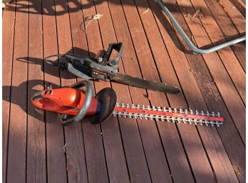 Pair Of Electric Yard Tools - Chainsaw, Hedge Trimmer