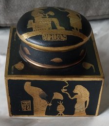 Egyptian Revival Inlaid Inkwell