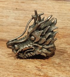 Silver Open Mouth Dragon Ring 20th Century.