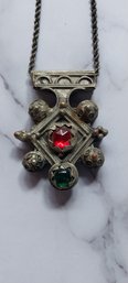 Vintage Tribal  Silver Pendant Necklace