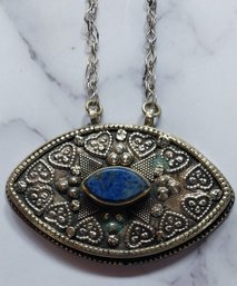 Vintage Tribal Silver/blue Agate Necklace