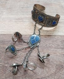 Silver Hand Chain With Lapis