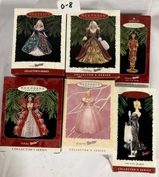 (6) Barbie Collector's Series Hallmark Ornaments (O-8)
