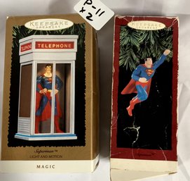 (2) Hallmark Superman Ornaments (P-11)
