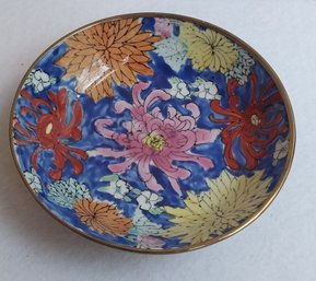 Chinese Hand Painted Porcelain Brass Encased Dish (C-31)