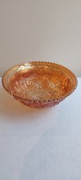 Imperial Glass Lustre Rose Marigold Carnival Glass Bowl (C-33)