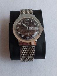 Rare Vintage Timex Watch Brown Face Silver Tone (E-26)