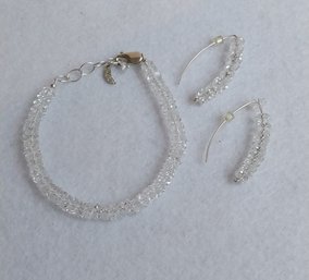 Deb Guyot Sterling And Crystal Bracelet And Earrings (T-4)