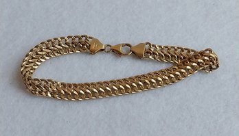 18K Gold Double Curb Chain Bracelet (T-20)