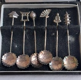 (6) Japanese Sterling Demitasse Spoons (E-39)
