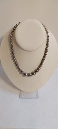 Graduated 980 Silver Bead Necklace (ED14)