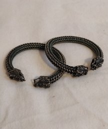Pair Of Handcrafted Dragon Head Cuff Bracelets (EP7)
