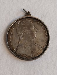 1780 Maria Theresia Silver Thaler Coin Pendant (ED28)