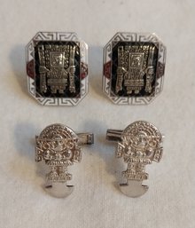 (2) Pair Of Tumi Inspired Sterling Cuff Links (EP17)