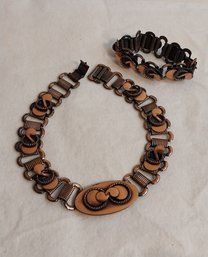 Vintage Mid-Century Inspired Copper Necklace & Bracelet Set (ED34)