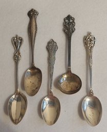 (5) Sterling Silver Patterned Spoons (ED38)