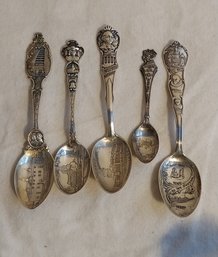 (5) Sterling Silver State/City Spoons (ED40)