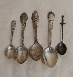 (5) Sterling Silver State/City Spoons (ED42)