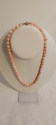 Chinese Natural Angel Skin Coral & 14K Necklace (E16)