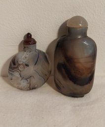 (2) Vintage Chinese Agate Snuff Bottles (EP21)