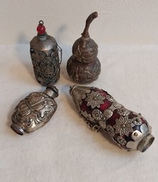 (4) Metal Tibetan/Chinese Snuff Bottles