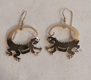 Wild Bryde Gold Tone Salamander Dangle Earrings (ED59)
