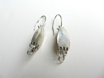 Vintage Sterling Silver Far Fetched Earrings  (DL8)