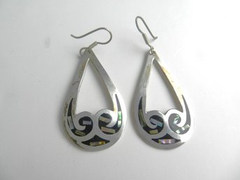 Vintage Sterling Silver And Mother Of Pearl Earrings  (DL9)