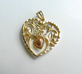 Vintage 14k Gold Beverley Hills Gold Heart Pendant  (DT30)