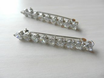Vintage 2 Sterling Silver 925 Rhinestone Brooches   (DT51)