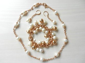Vintage Honora Bronze Italy Parure With Freshwater Pearls (DT54)
